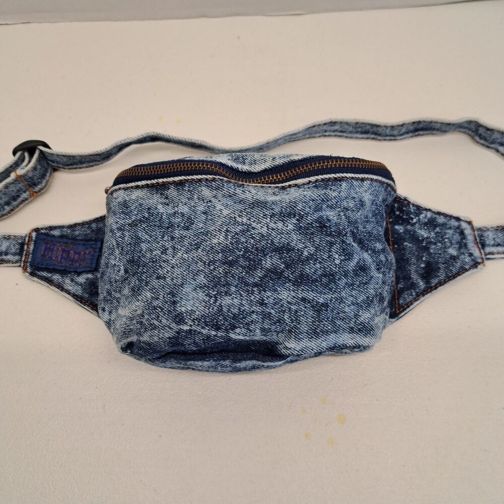 Vintage Leso Hippy Denim Fanny Pack Acid Wash 1980's Retro Belt Bag Adjustable